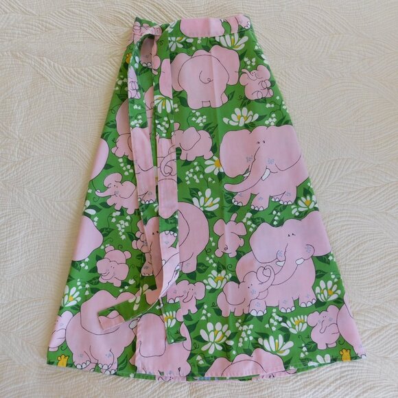 VTG Katashas Unusuals pink elephant novelty wrap skirt & rare matching book tote - Picture 16 of 16